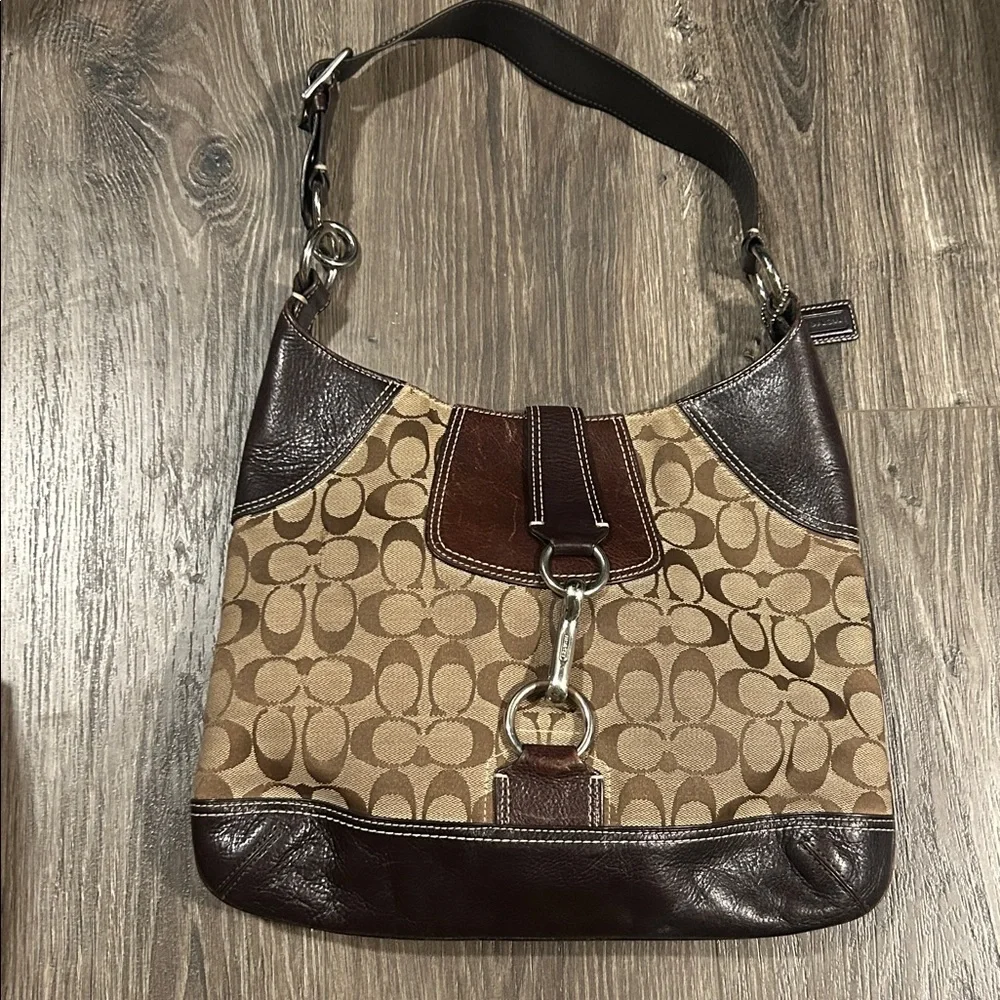 Coach Vintage‎ Y2K Signature Brown and Tan Hobo Bag